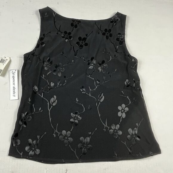 Spencer Alexis Black Floral Burnout Tank Top Sleeveless Stretch NWT Elegant S - Picture 8 of 9